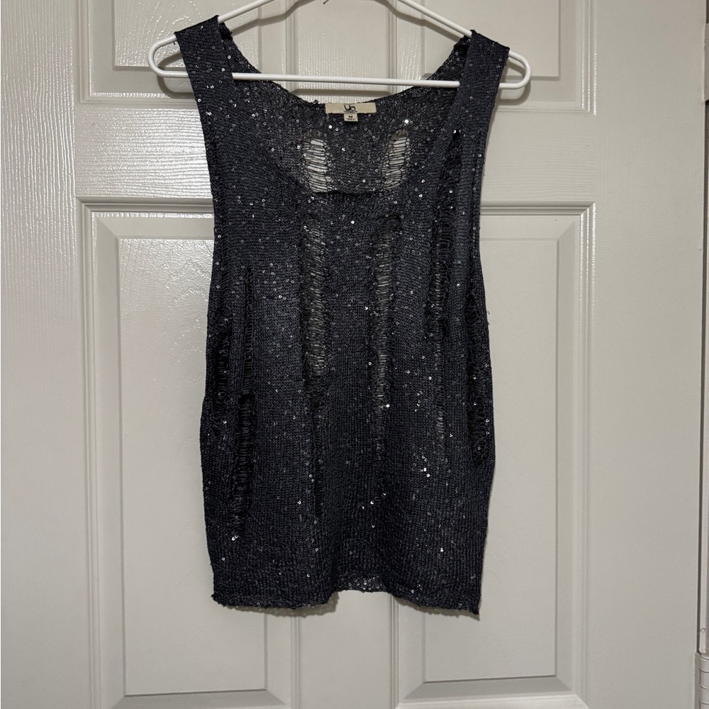 Charcoal Sequin Sleeveless Top